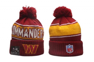 NFL Washington Commanders New Era Burgundy 2024 Sideline Sport Cuffed Knit Beanie Hat With Pom 5013