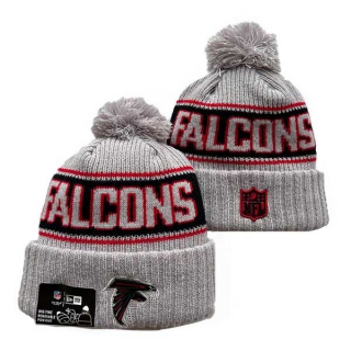 Wholesale NFL Atlanta Falcons New Era Gray 2024 Sideline Cold Weather Cuffed Knit Hat with Pom 3047