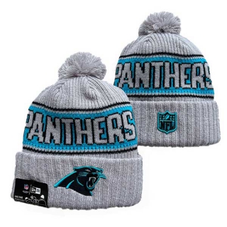 Wholesale NFL Carolina Panthers New Era Gray 2024 Sideline Cold Weather Cuffed Knit Hat with Pom 3057