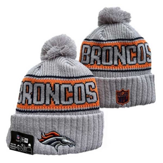 Wholesale NFL Denver Broncos New Era Gray 2024 Sideline Cold Weather Cuffed Knit Hat with Pom 3063