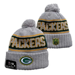 Wholesale NFL Green Bay Packers New Era Gray 2024 Sideline Cold Weather Cuffed Knit Hat with Pom 3077