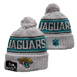 Wholesale NFL Jacksonville Jaguars New Era Gray 2024 Sideline Cold Weather Cuffed Knit Hat with Pom 3035