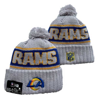 Wholesale NFL Los Angeles Rams New Era Gray 2024 Sideline Cold Weather Cuffed Knit Hat with Pom 3053