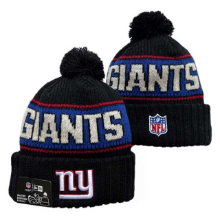 Wholesale NFL New York Giants New Era Black 2024 Sideline Cold Weather Cuffed Knit Hat with Pom 3072