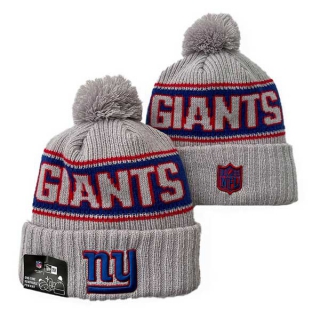 Wholesale NFL New York Giants New Era Gray 2024 Sideline Cold Weather Cuffed Knit Hat with Pom 3074