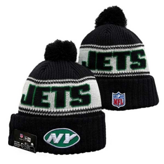 Wholesale NFL New York Jets New Era Black 2024 Sideline Cold Weather Cuffed Knit Hat with Pom 3034