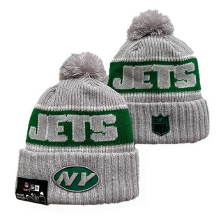 Wholesale NFL New York Jets New Era Gray 2024 Sideline Cold Weather Cuffed Knit Hat with Pom 3036