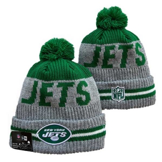 Wholesale NFL New York Jets New Era Gray Runner 2024 Cold Weather Cuffed Knit Hat with Pom 3037