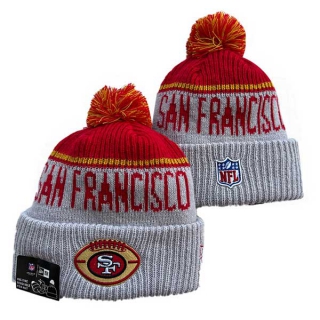 Wholesale NFL San Francisco 49ers New Era Stone 2024 Sideline Historic Cuffed Knit Hat with Pom 3061