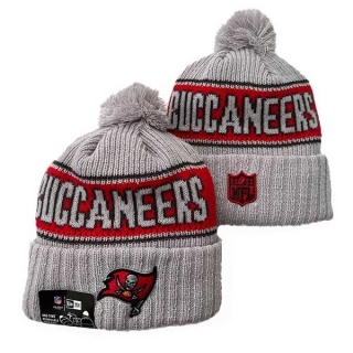 Wholesale NFL Tampa Bay Buccaneers New Era Gray 2024 Sideline Cold Weather Cuffed Knit Hat with Pom 3060