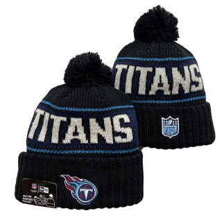 Wholesale NFL Tennessee Titans New Era Black 2024 Sideline Cold Weather Cuffed Knit Hat with Pom 3045