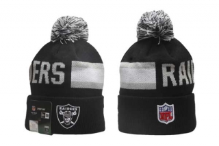 Wholesale NFL Las Vegas Raiders New Era Black 2024 Sideline Tech Knit Beanies Hat With Pom 5033