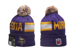 Wholesale NFL Minnesota Vikings New Era Purple 2024 Sideline Tech Knit Beanies Hat With Pom 5019