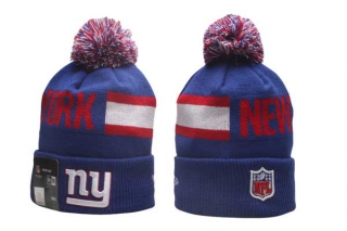 Wholesale NFL New York Giants New Era Royal 2024 Sideline Tech Knit Beanies Hat With Pom 5018