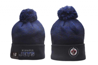 Wholesale NHL Winnipeg Jets New Era Navy Blue Gradient Cuffed Knit Beanies Hat With Pom 5001