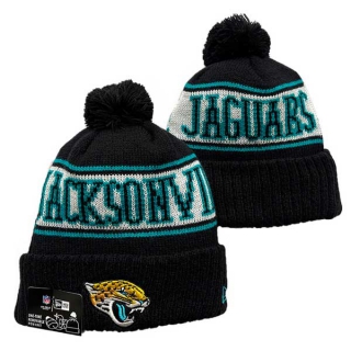 NFL Jacksonville Jaguars New Era Black Knit Beanies Hat With Pom 3036