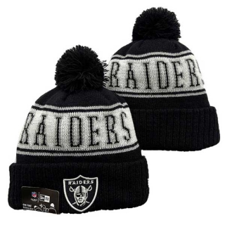 NFL Las Vegas Raiders New Era Black Knit Beanies Hat With Pom 3065