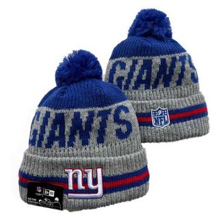 NFL New York Giants New Era Gray Royal Runner Cuff Knit Beanies Hat With Pom 3075