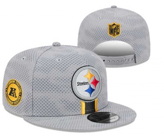 NFL Pittsburgh Steelers New Era Gray 2024 Sideline Script Sided 9FIFTY Snapback Hat 3061