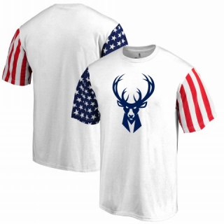 Men's NBA Milwaukee Bucks Fanatics Branded Stars & Stripes T-Shirt White