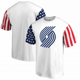 Men's NBA Portland Trail Blazers Fanatics Branded Stars & Stripes T-Shirt White
