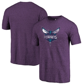 Men's NBA Fanatics Branded Charlotte Hornets Purple Distressed Logo Tri-Blend T-Shirt
