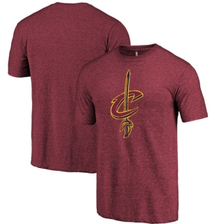 Men's NBA Fanatics Branded Cleveland Cavaliers Wine Distressed Team Tri-Blend T-Shirt