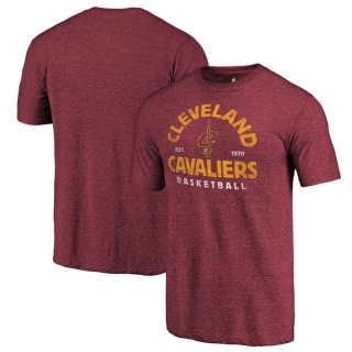 Men's NBA Fanatics Branded Cleveland Cavaliers Wine Vintage Arch Tri-Blend T-Shirt