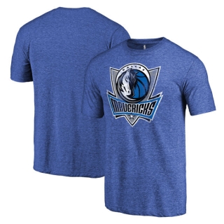 Men's NBA Fanatics Branded Dallas Mavericks Heather Royal Distressed Team Logo Tri-Blend T-Shirt