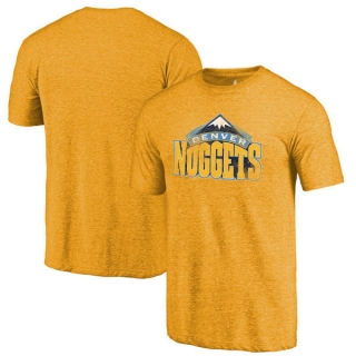 Men's NBA Fanatics Branded Denver Nuggets Gold Distressed Logo Tri-Blend T-Shirt