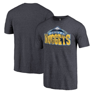 Men's NBA Fanatics Branded Denver Nuggets Heather Navy Distressed Team Logo Tri-Blend T-Shirt