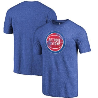 Men's NBA Fanatics Branded Detroit Pistons Blue Distressed Logo Tri-Blend T-Shirt