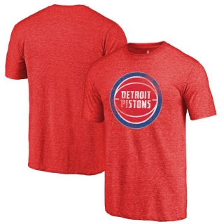 Men's NBA Fanatics Branded Detroit Pistons Red Distressed Logo Tri-Blend T-Shirt