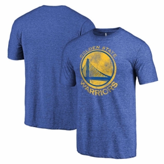 Men's NBA Fanatics Branded Golden State Warriors Heather Royal Distressed Team Logo Tri-Blend T-Shirt