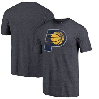 Men's NBA Fanatics Branded Indiana Pacers Heather Navy Distressed Team Logo Tri-Blend T-Shirt