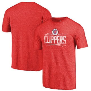 Men's NBA Fanatics Branded LA Clippers Red Distressed Logo Tri-Blend T-Shirt