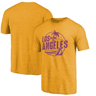 Men's NBA Fanatics Branded Los Angeles Lakers Gold Surf Rider Hometown Collection Tri-Blend T-Shirt