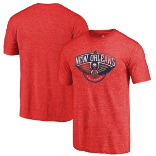 Men's NBA Fanatics Branded New Orleans Pelicans Red Distressed Logo Tri-Blend T-Shirt