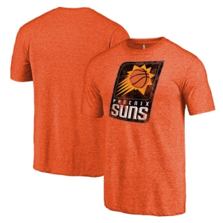 Men's NBA Fanatics Branded Phoenix Suns Heather Orange Distressed Team Logo Tri-Blend T-Shir