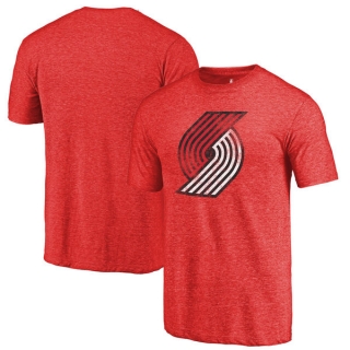Men's NBA Fanatics Branded Portland Trail Blazers Red Distressed Logo Tri-Blend T-Shirt