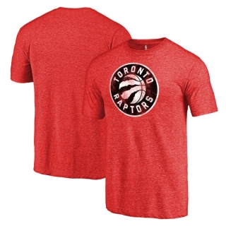 Men's NBA Fanatics Branded Toronto Raptors Heather Red Distressed Team Logo Tri-Blend T-Shirt