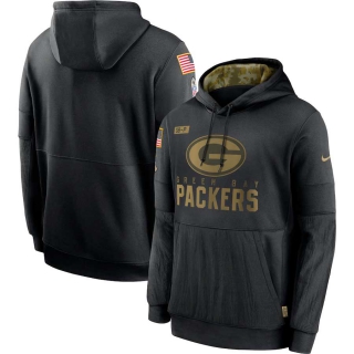 Men's Green Bay Packers Nike Black 2020 Salute to Service Sideline Performance Pullover Hoodie