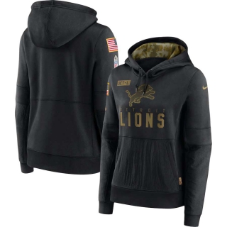 Women's Detroit Lions Nike Black 2020 Salute to Service Performance Pullover Hoodie