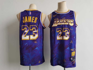 Men's NBA Los Angeles Lakers LeBron James Nike Select Series MVP Swingman Jersey – Purple