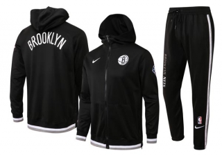 Men's NBA Brooklyn Nets Nike Black 75th Anniversary Performance Showtime Full-Zip Hoodie & Pants