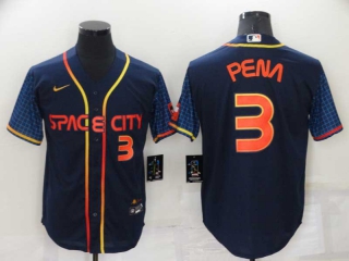 Men's MLB Houston Astros Jeremy Peña #3 Nike Navy 2022 City Connect Jerseys (4)
