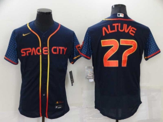 Men's MLB Houston Astros Jose Altuve #27 Nike Navy 2022 City Connect Flex Base Jerseys (1)