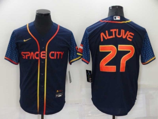 Men's MLB Houston Astros Jose Altuve #27 Nike Navy 2022 City Connect Jerseys (3)