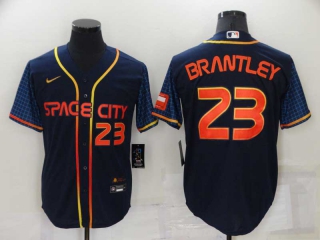 Men's MLB Houston Astros Michael Brantley #23 Nike Navy 2022 City Connect Jerseys (4)