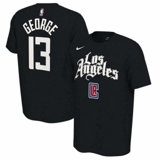 Men's NBA Los Angeles Clippers Paul George 2022 Black T-Shirts (2)